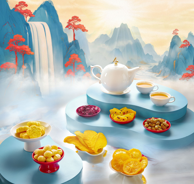 A teapot and bowls of food
AI-generated content may be incorrect.