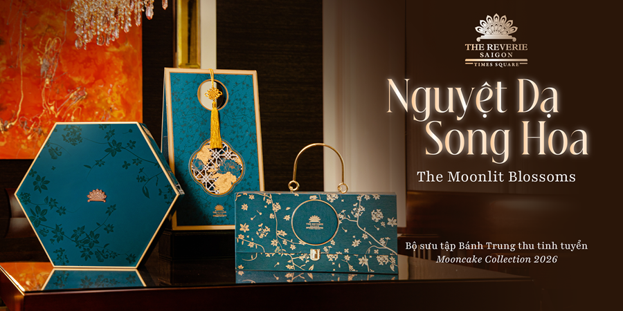 The Reverie Saigon kết tinh vẻ đẹp mẫu đơn và quế hoa vào bộ sưu tập bánh trung thu 2026 'Nguyệt Dạ Song Hoa'